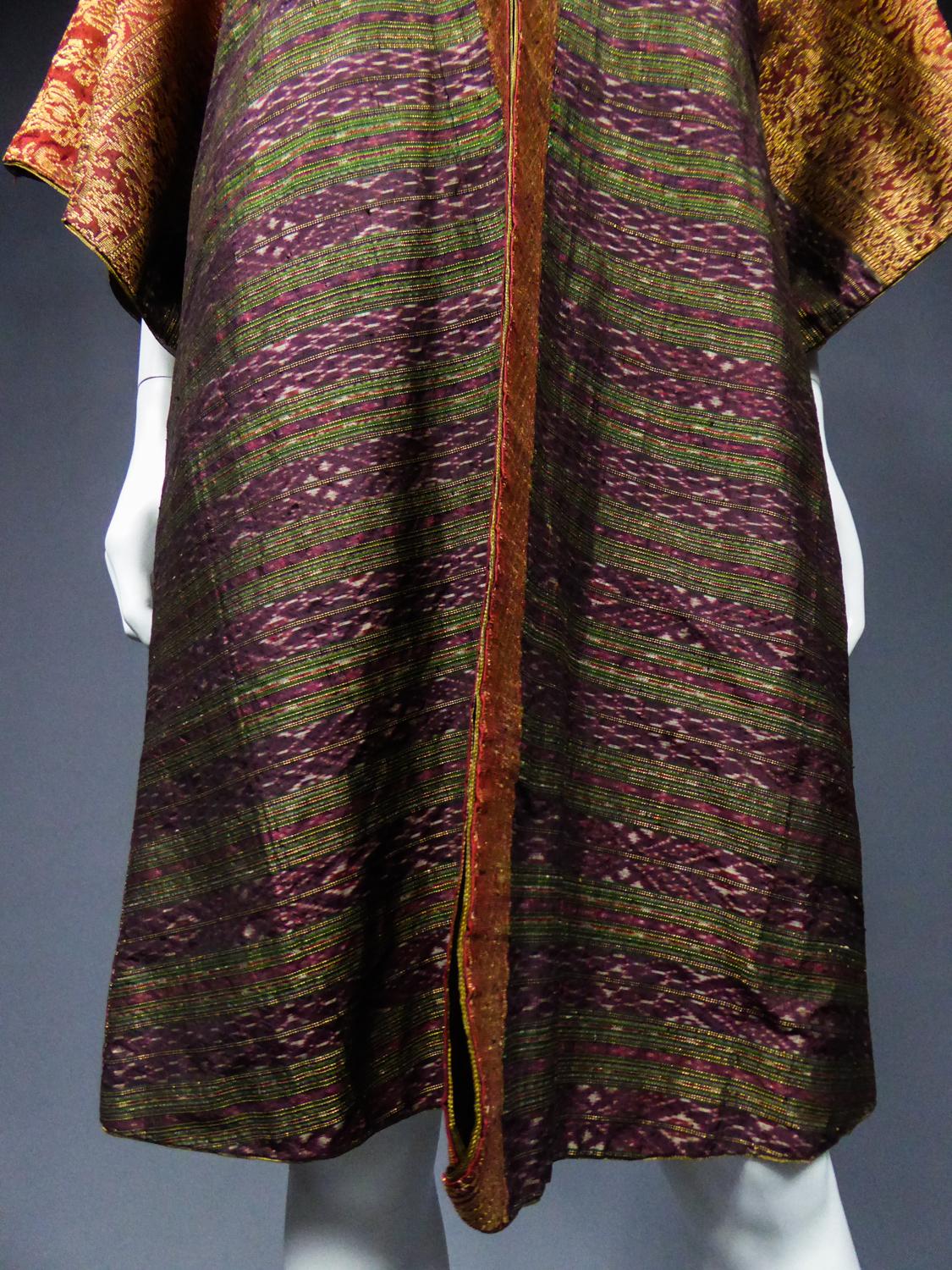 Women's Evening Kaftan Kimono in gold silk Antique Asian Brocade Ikat Circa 1960