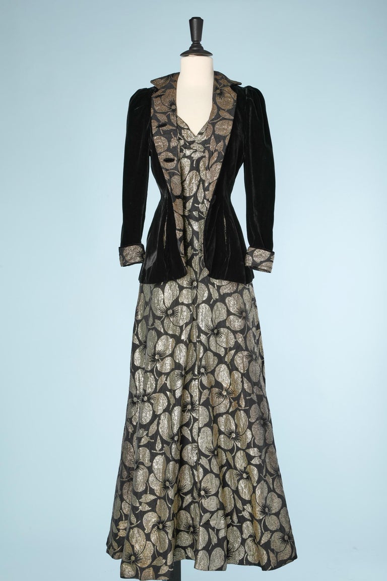 slim fit dress slacks Chouf Silk Brocade Gold & Black Dress main image 1