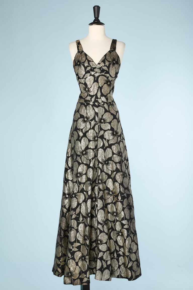 Evening long skirt-suit in black velvet and gold lurex brocade dress For  Sale at 1stDibs | brocade formal dress, velvet brocade dress, brocade and  velvet suit