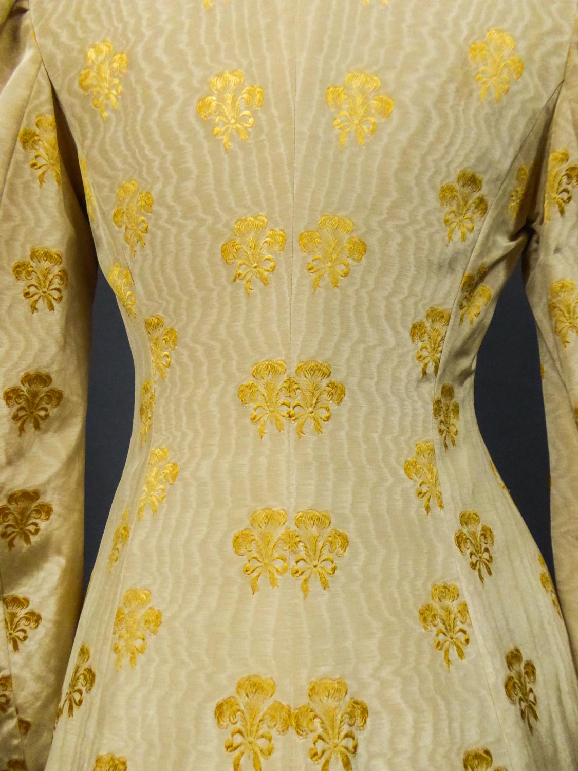 Evening or Interior Coat in Yellow Façonné Silk Moire Circa 1935 5
