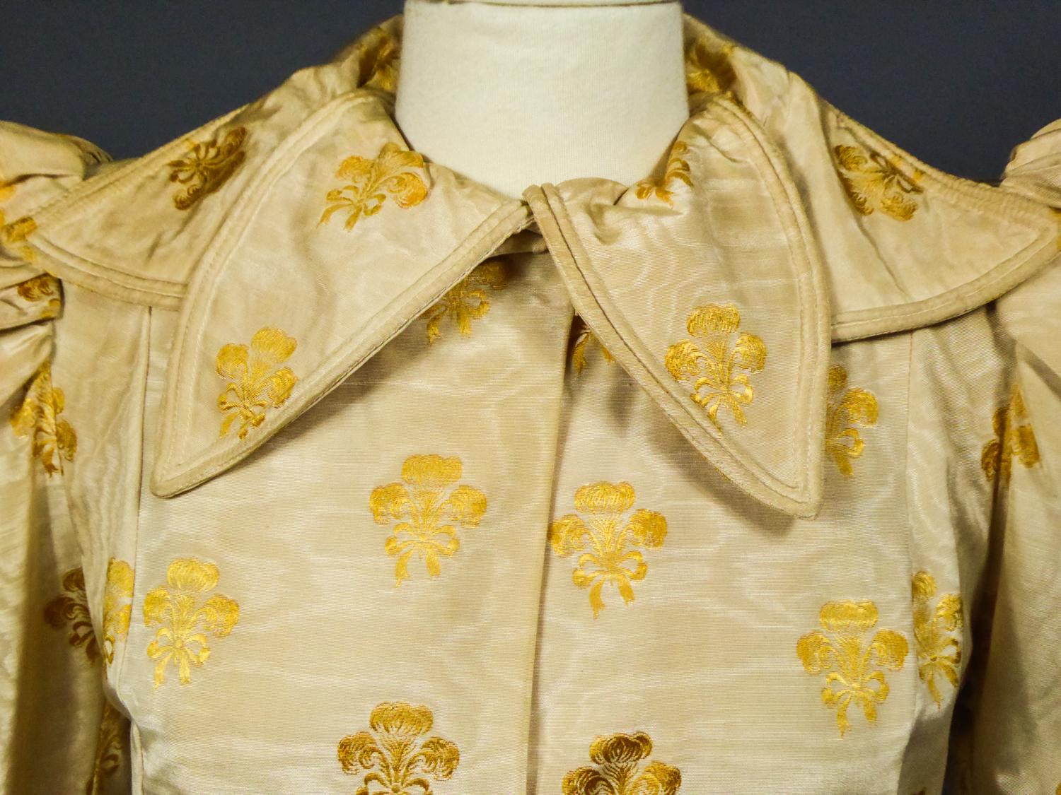 Evening or Interior Coat in Yellow Façonné Silk Moire Circa 1935 1