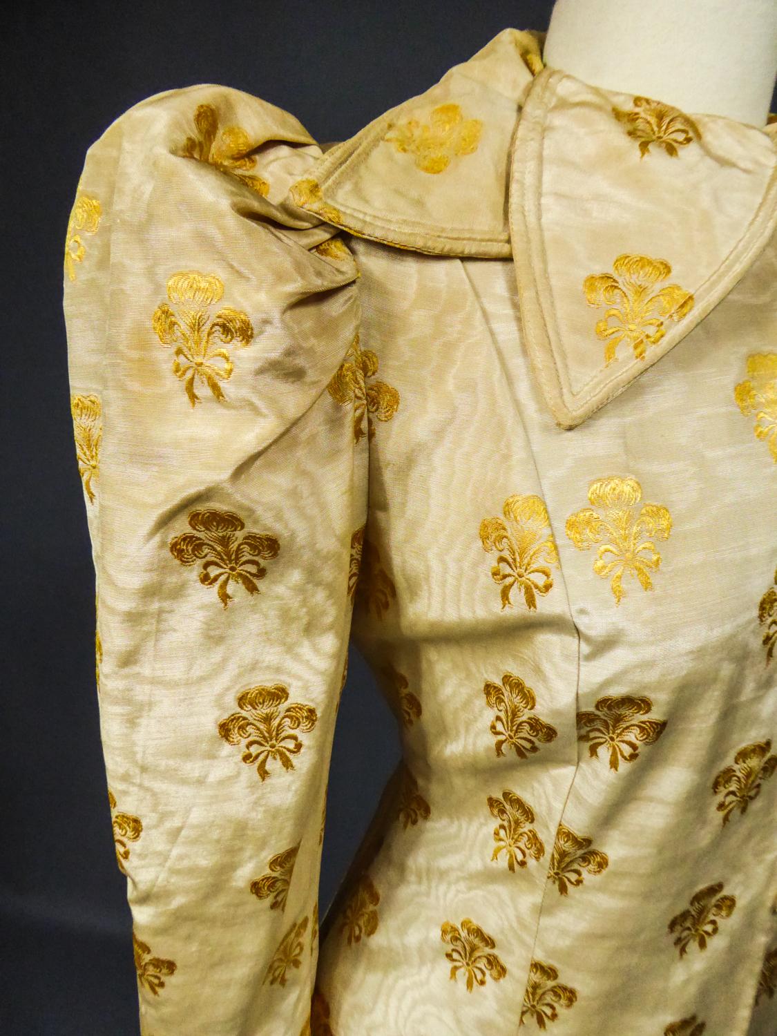 Evening or Interior Coat in Yellow Façonné Silk Moire Circa 1935 2