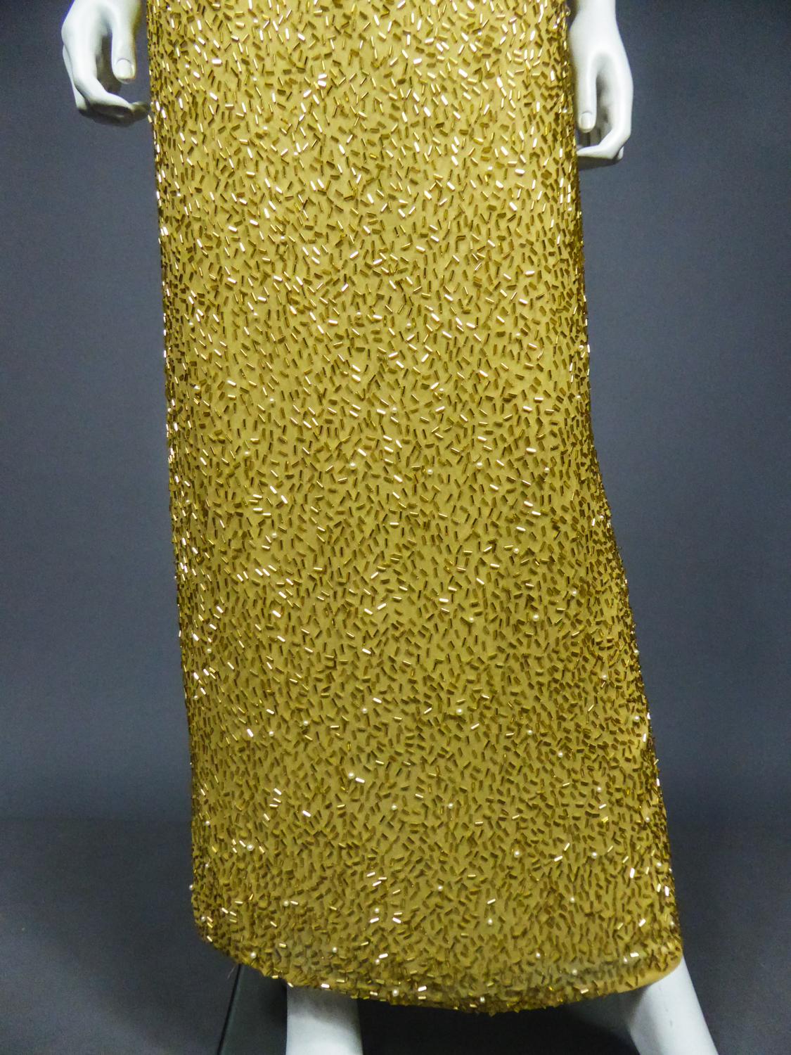 Französisches Abend- oder Partykleid, bestickt mit Perlen und Pailletten, um 1980 Damen