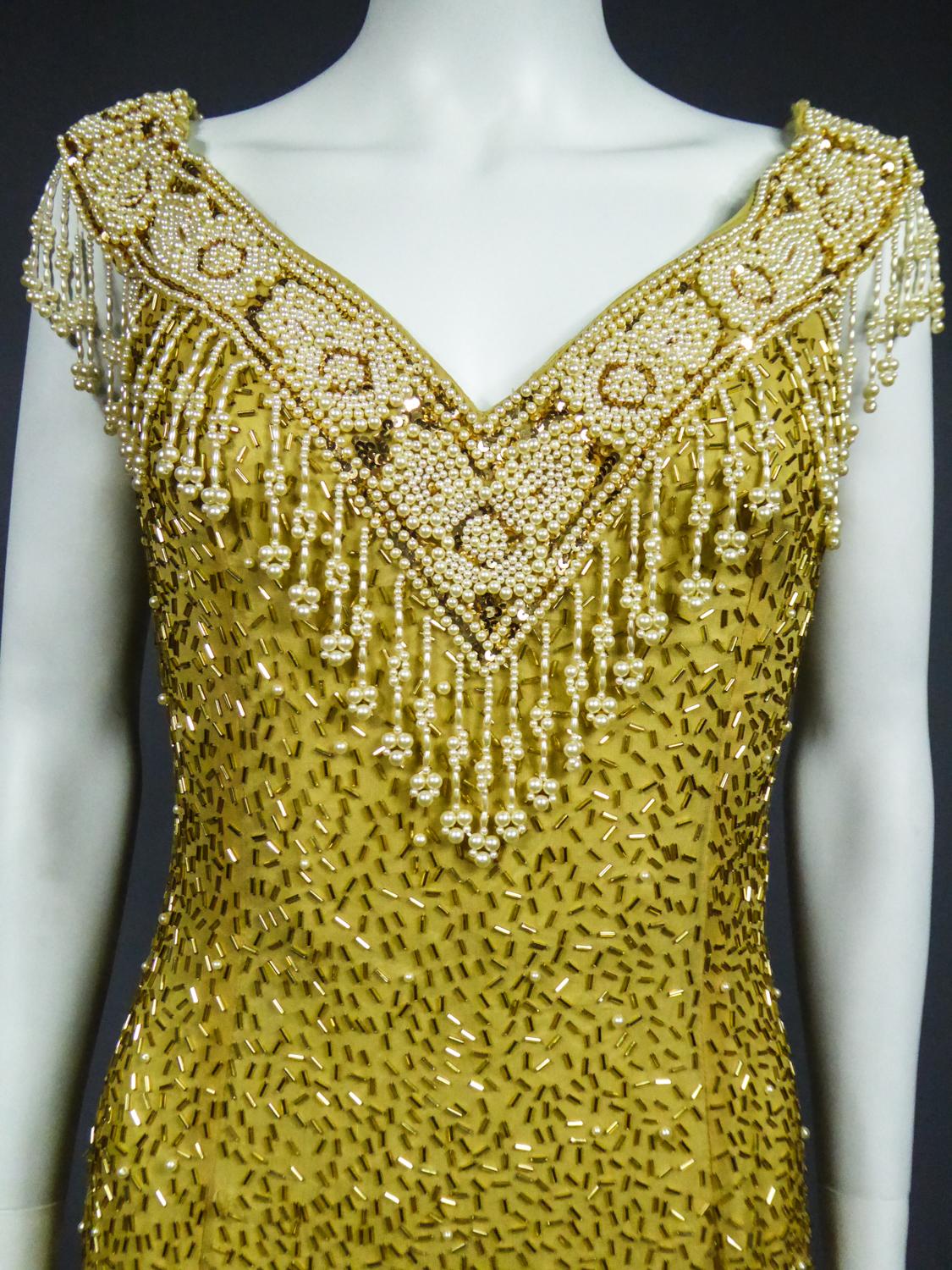 Women's A French Evening or Party Dress Embroidered With Pearls & sequins Circa 1980