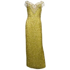 Evening or Music-Hall Dress Embroidered With Pearls  and sequins Circa 1980/1990