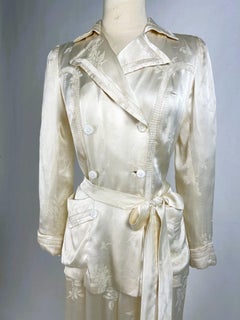 Evening pajamas in printed Duchesse satin by Maison Paquin - France, Circa 1930