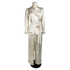 Evening pajamas in printed Duchesse satin by Maison Paquin - France, Circa 1930