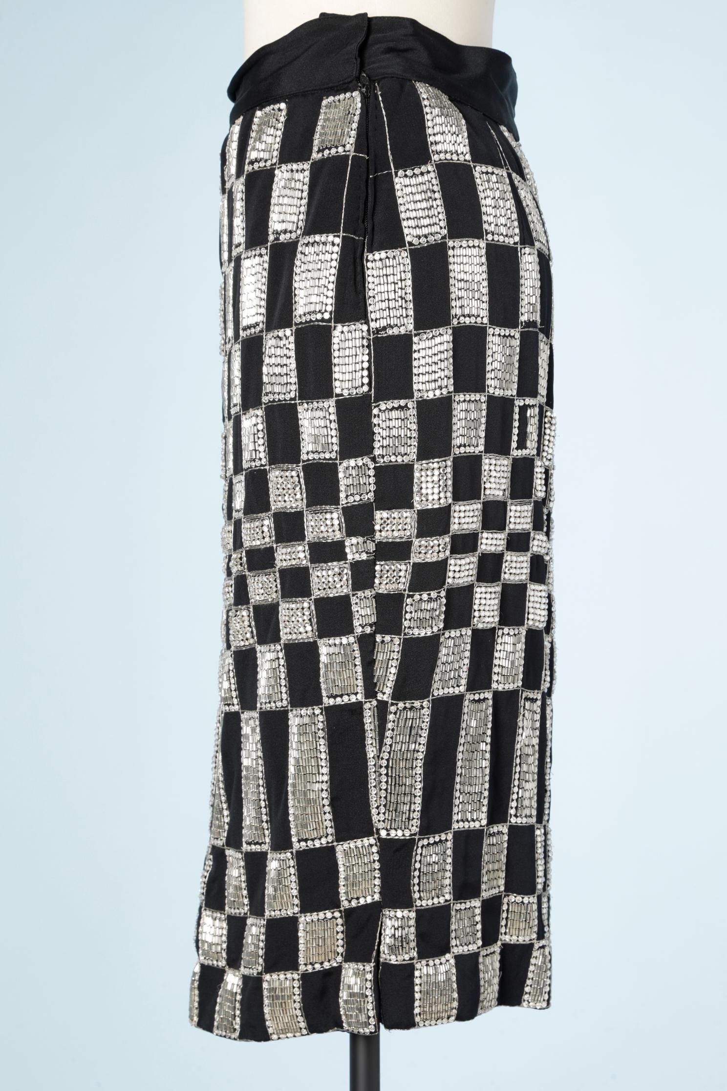 Women's Evening pencil skirt in black silk embroidered Giani Versace Sera 