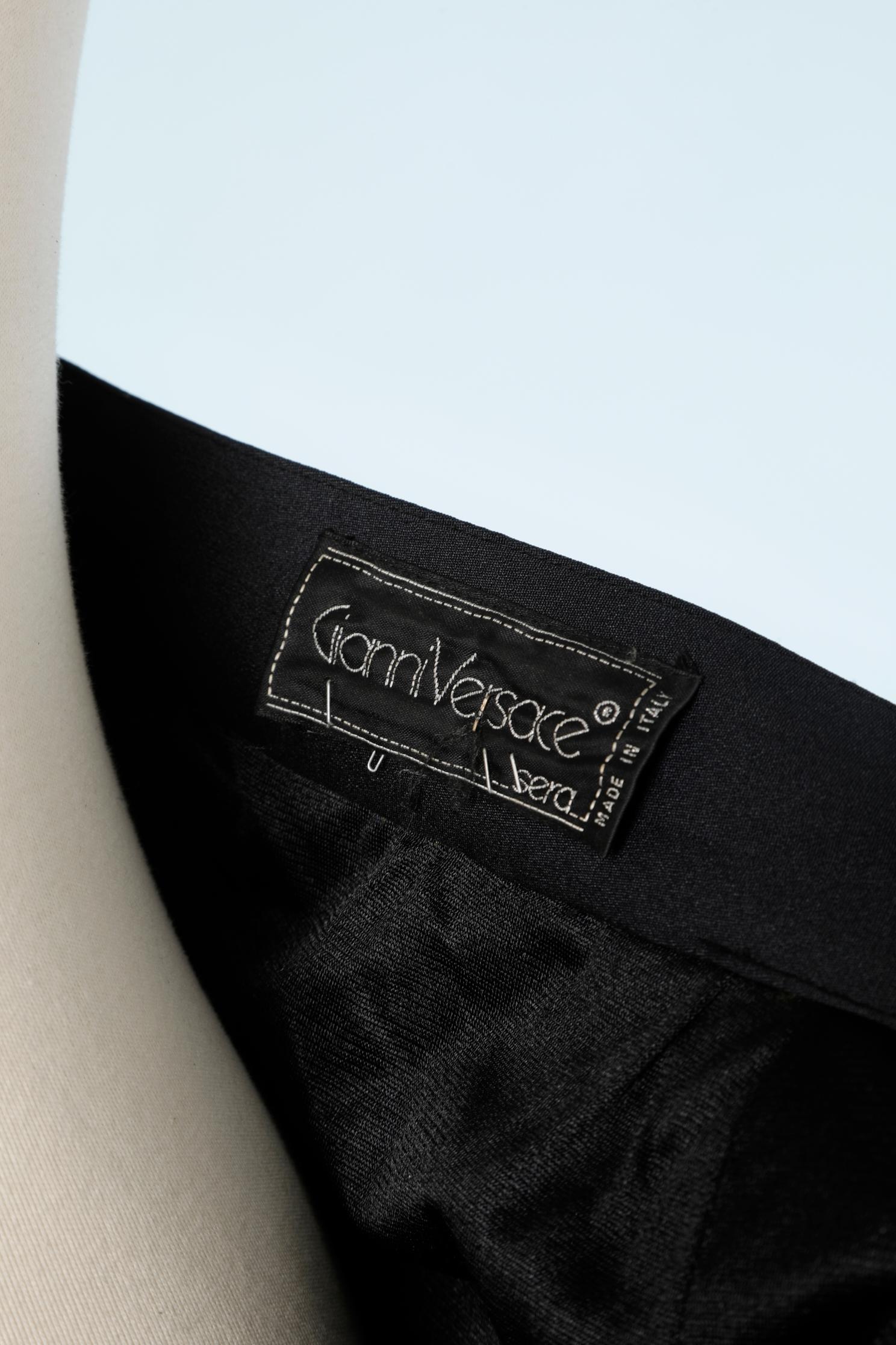 Evening pencil skirt in black silk embroidered Giani Versace Sera  1