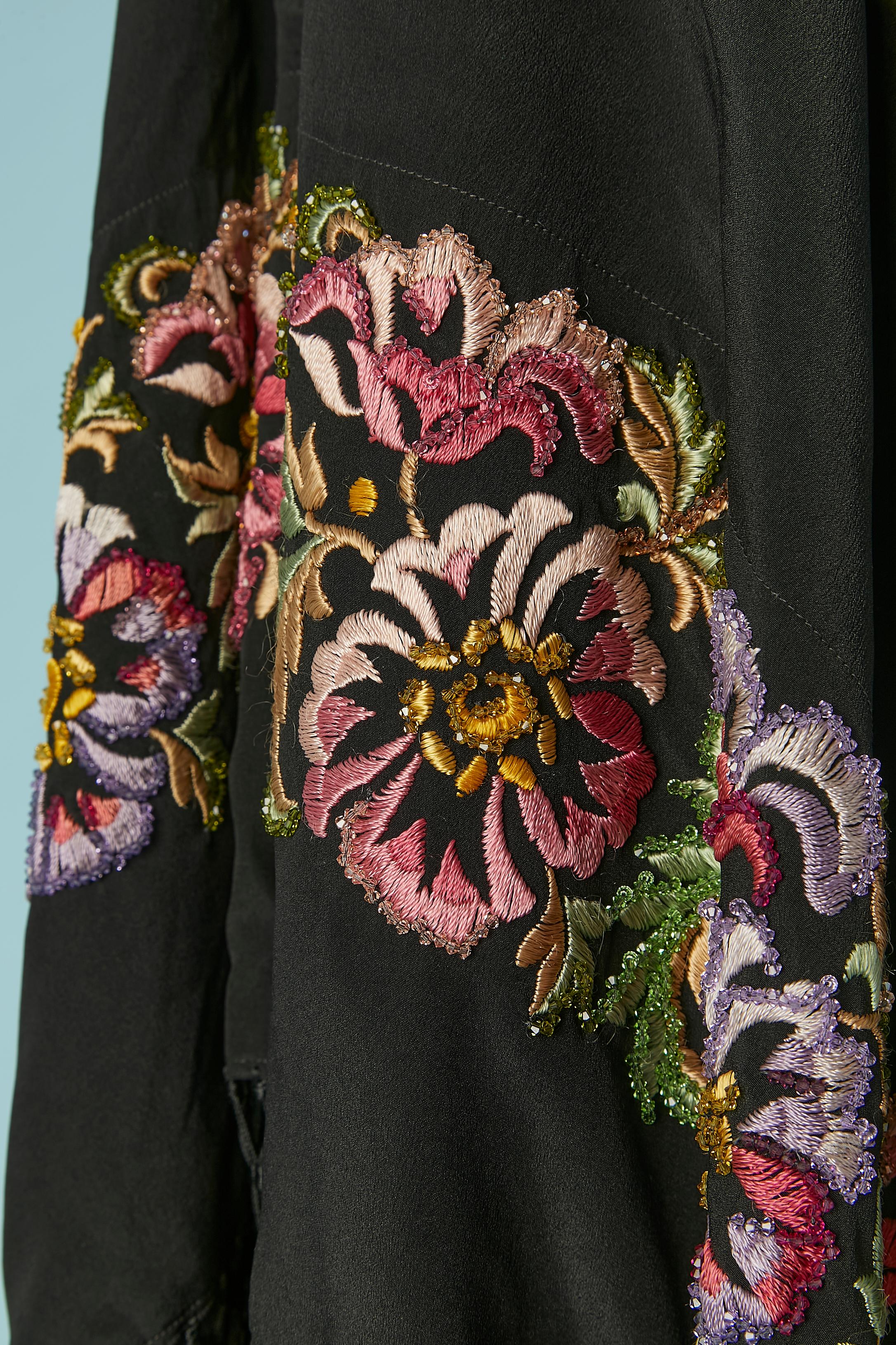 Black Evening poncho with embroideries, beadwork and fringes SCHORLL Genève For Sale