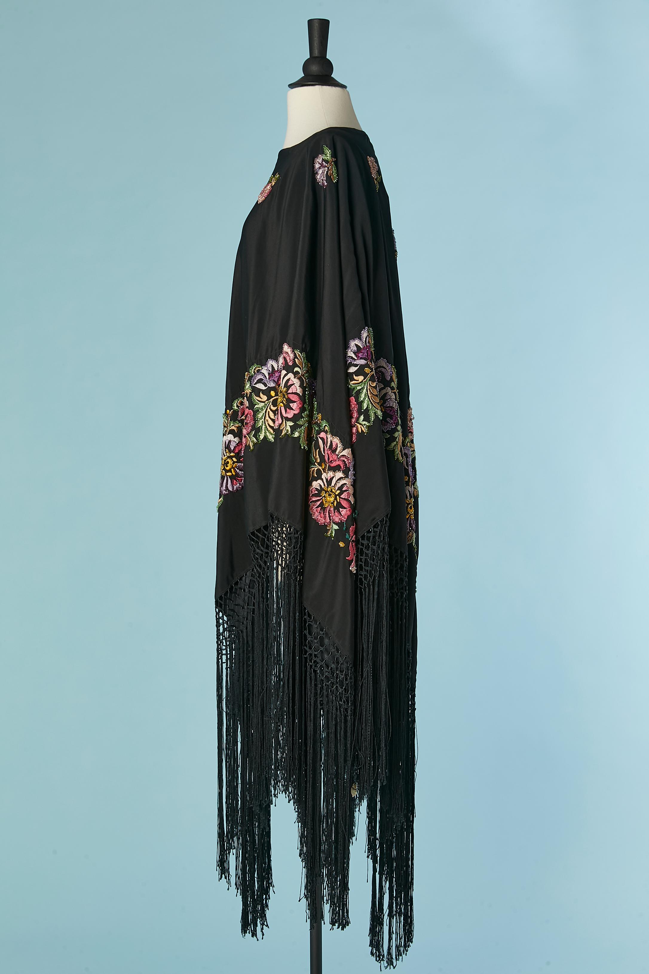 Women's Evening poncho with embroideries, beadwork and fringes SCHORLL Genève For Sale