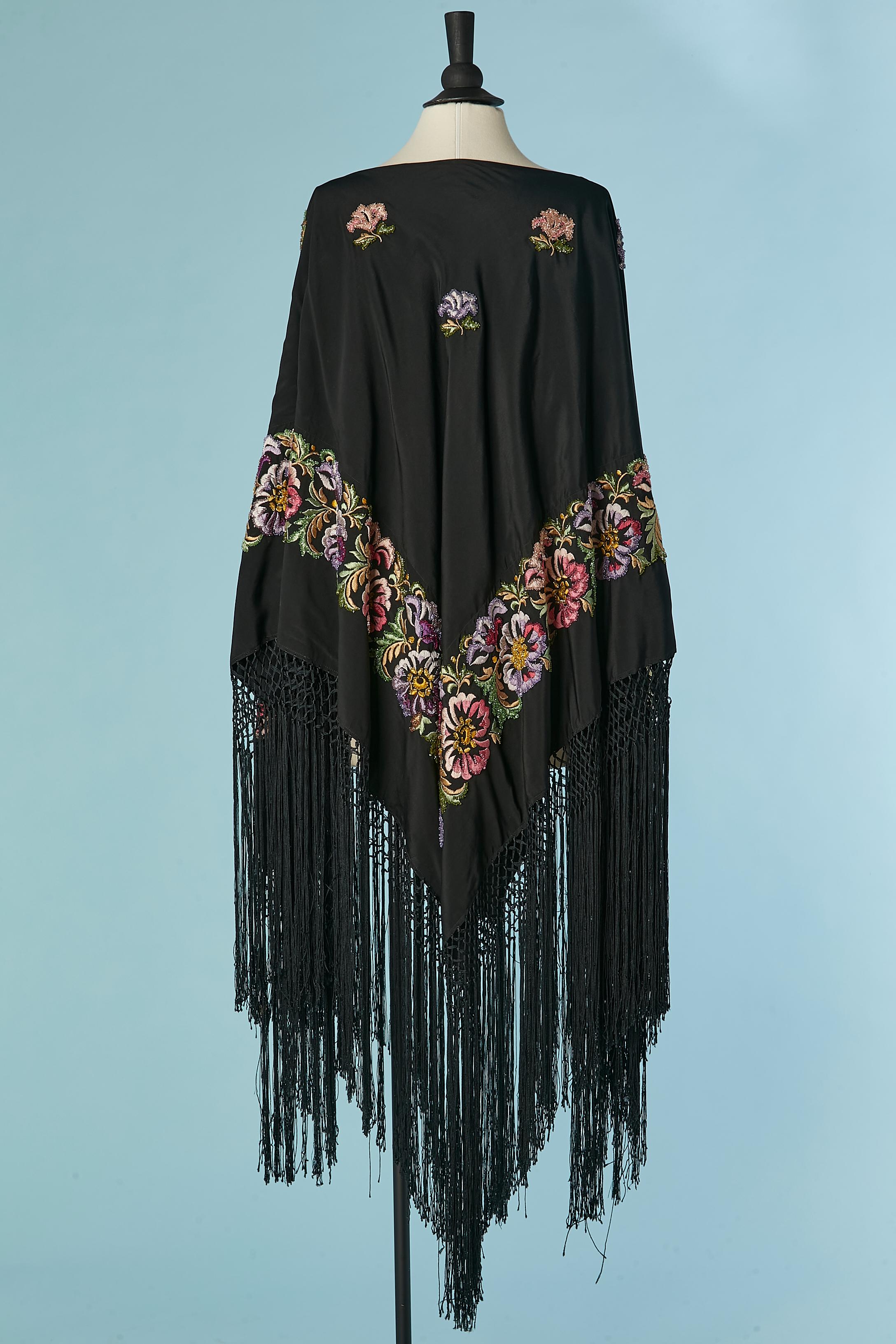 Evening poncho with embroideries, beadwork and fringes SCHORLL Genève For Sale 1