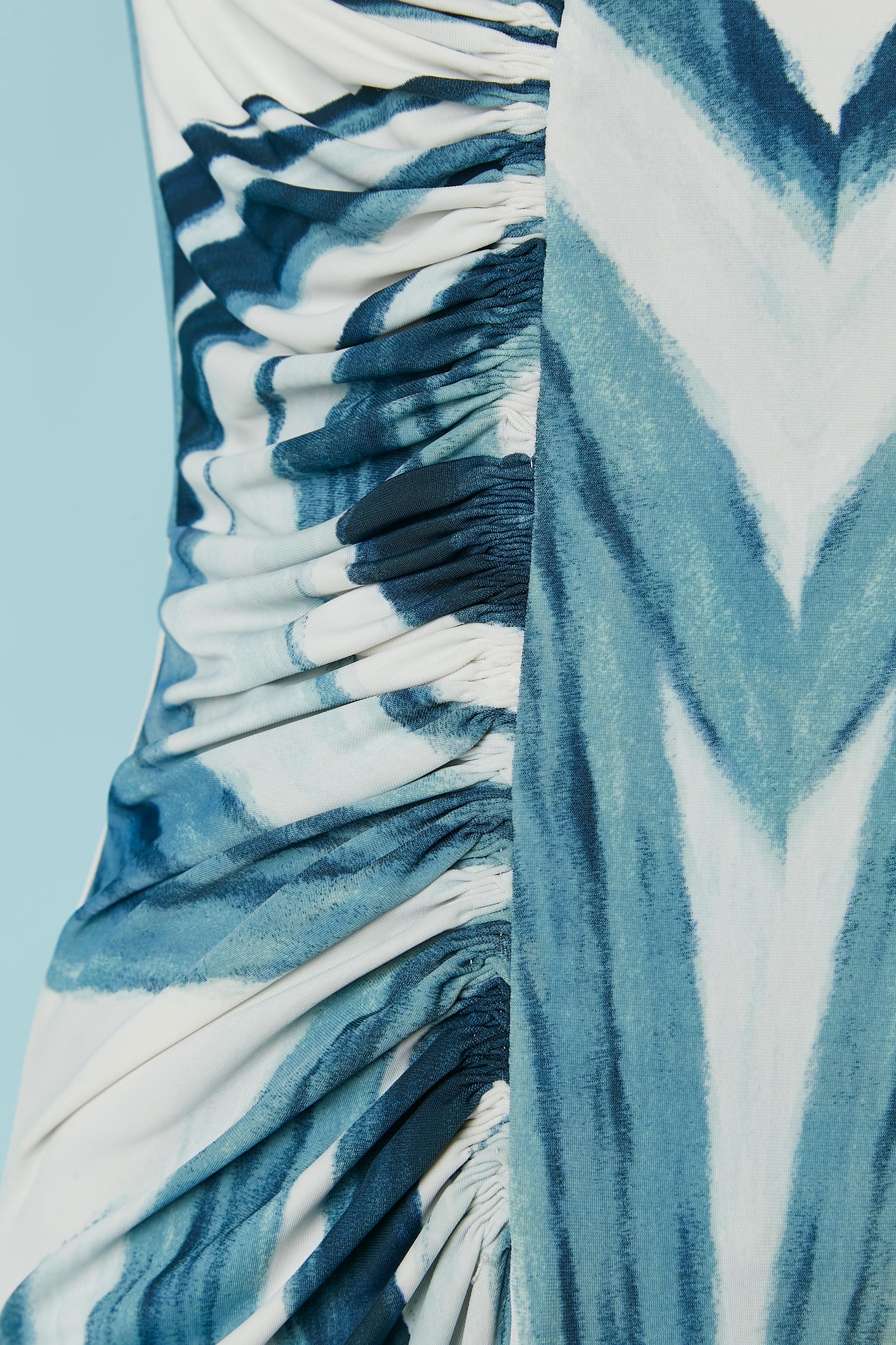 Evening printed dress with cut-work and gather on the front Roberto Cavalli In Excellent Condition For Sale In Saint-Ouen-Sur-Seine, FR