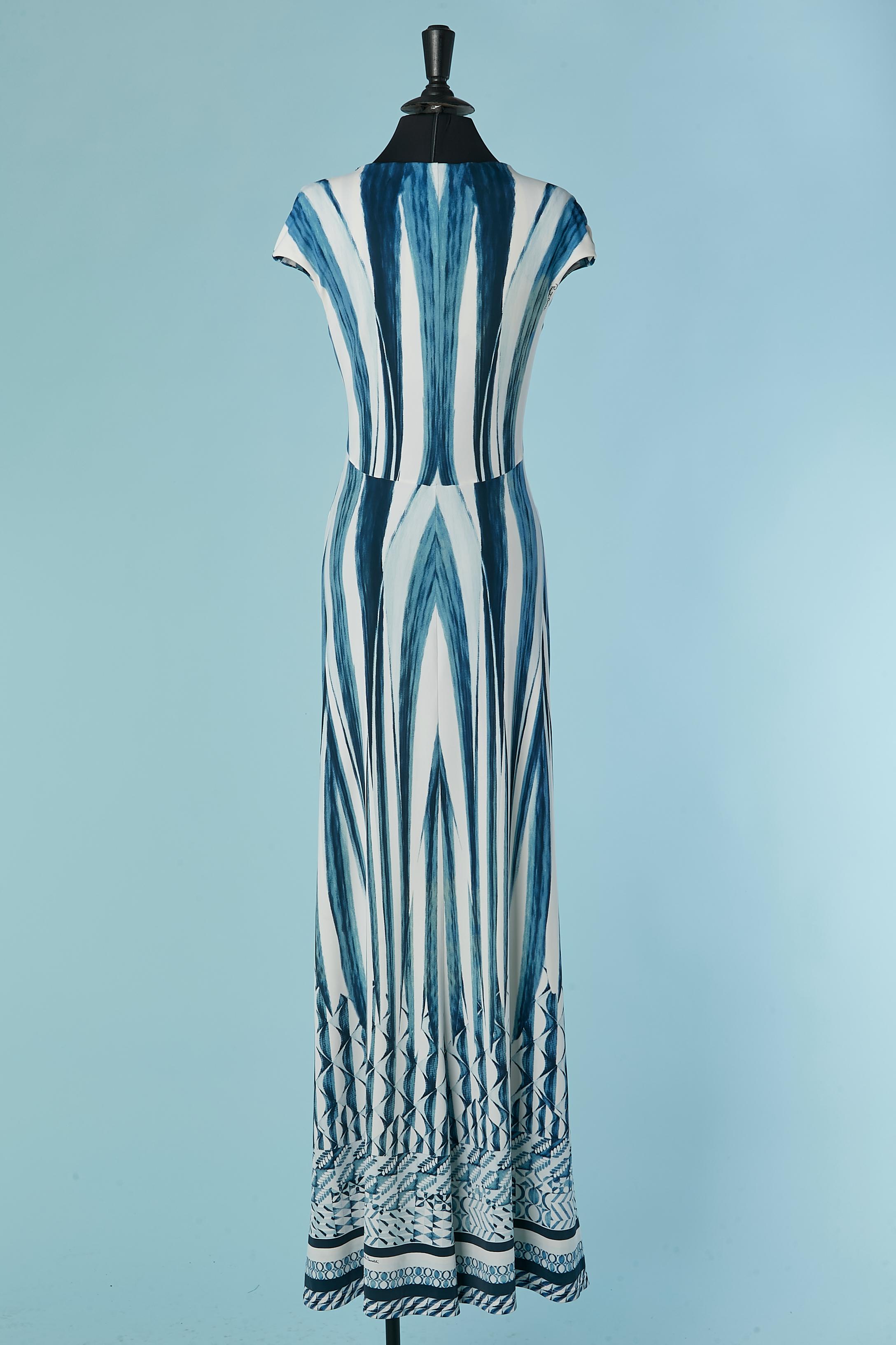 Evening printed dress with cut-work and gather on the front Roberto Cavalli For Sale 3