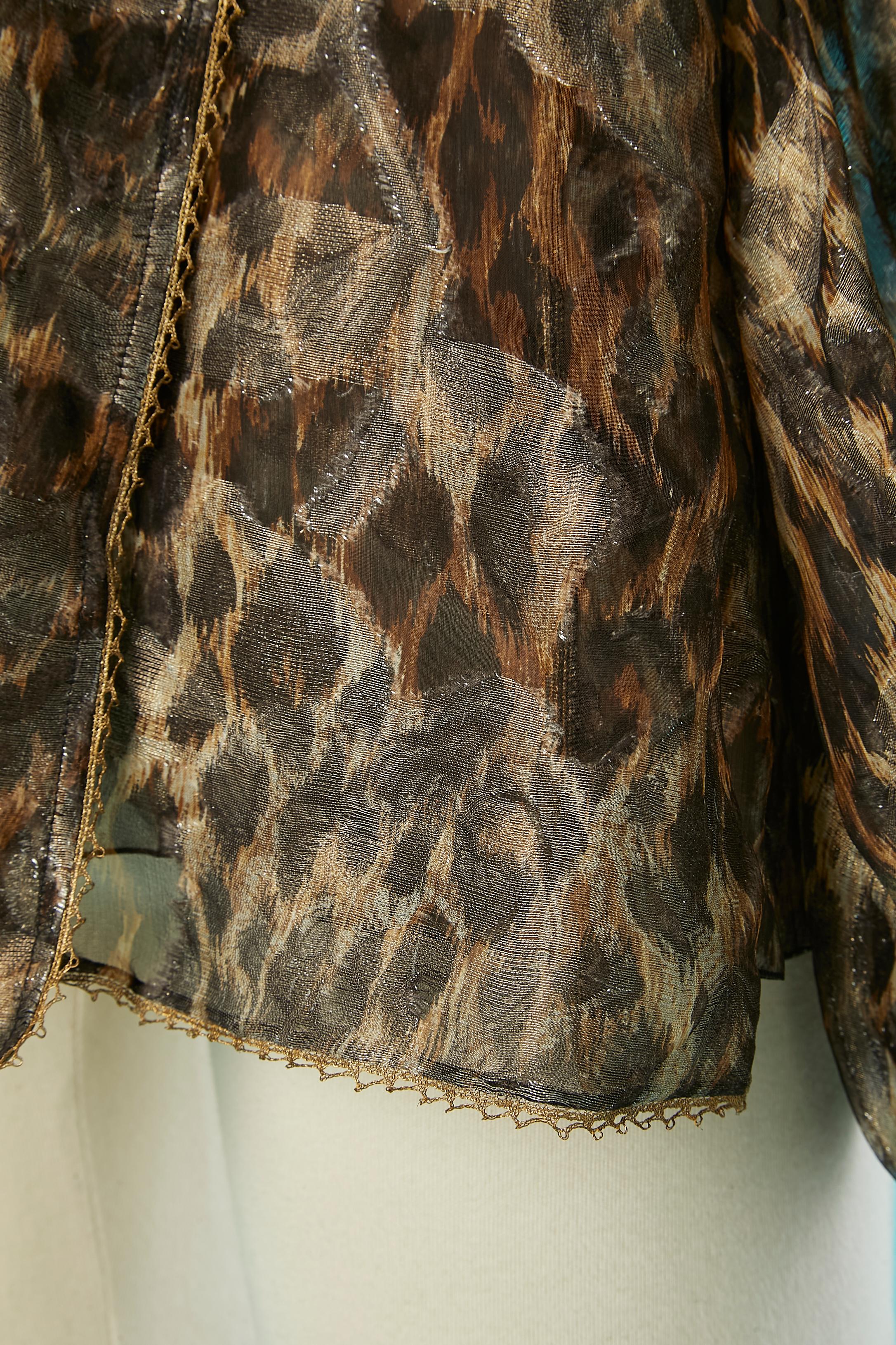 Women's Evening shirt in lurex jacquard silk and leopard print Christian Dior by G Ferré For Sale