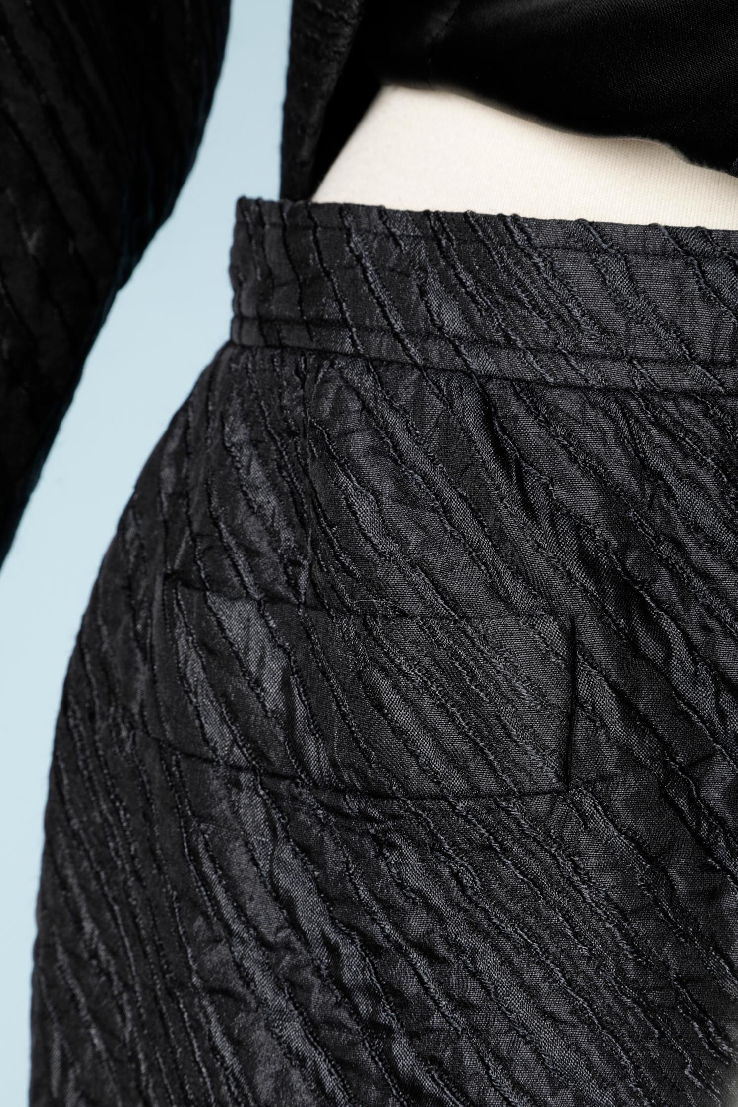 Women's Evening silk jacquard skirt suit with feathers collar Saint Laurent Rive Gauche  For Sale