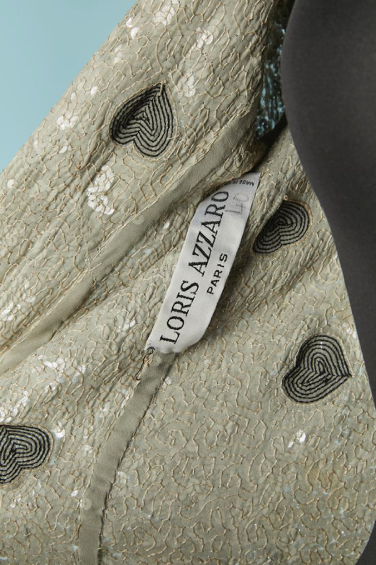 Chaqueta de noche de lentejuelas plateadas y corazón de cuentas de borde a borde Loris Azzaro en venta 4