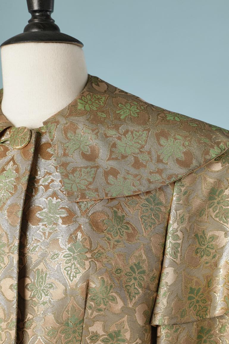 Brown Evening skirt suit in silk and gold lurex brocade Irène for Neiman Marcus 1950  For Sale