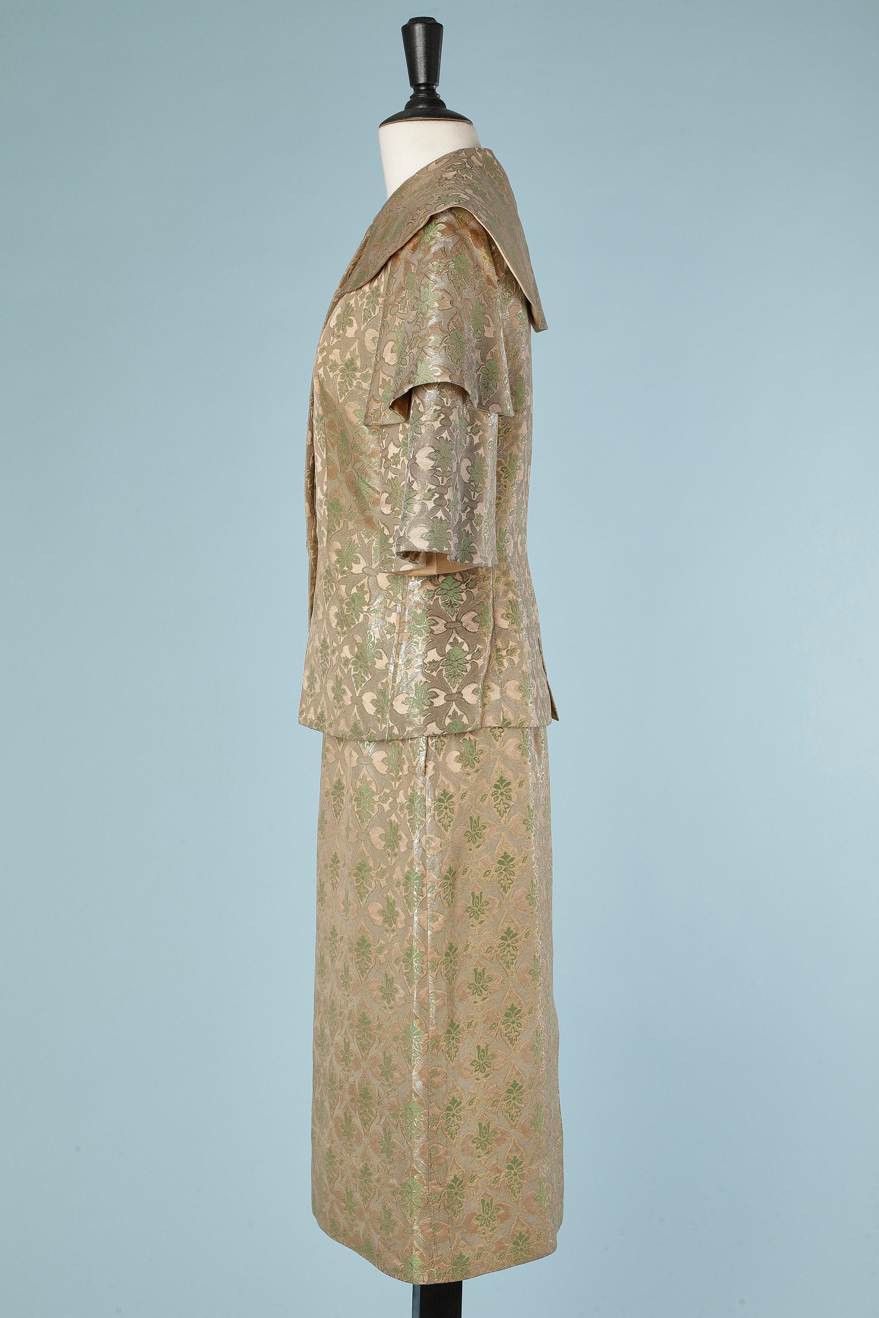 Evening skirt suit in silk and gold lurex brocade Irène for Neiman Marcus 1950 For Sale 2