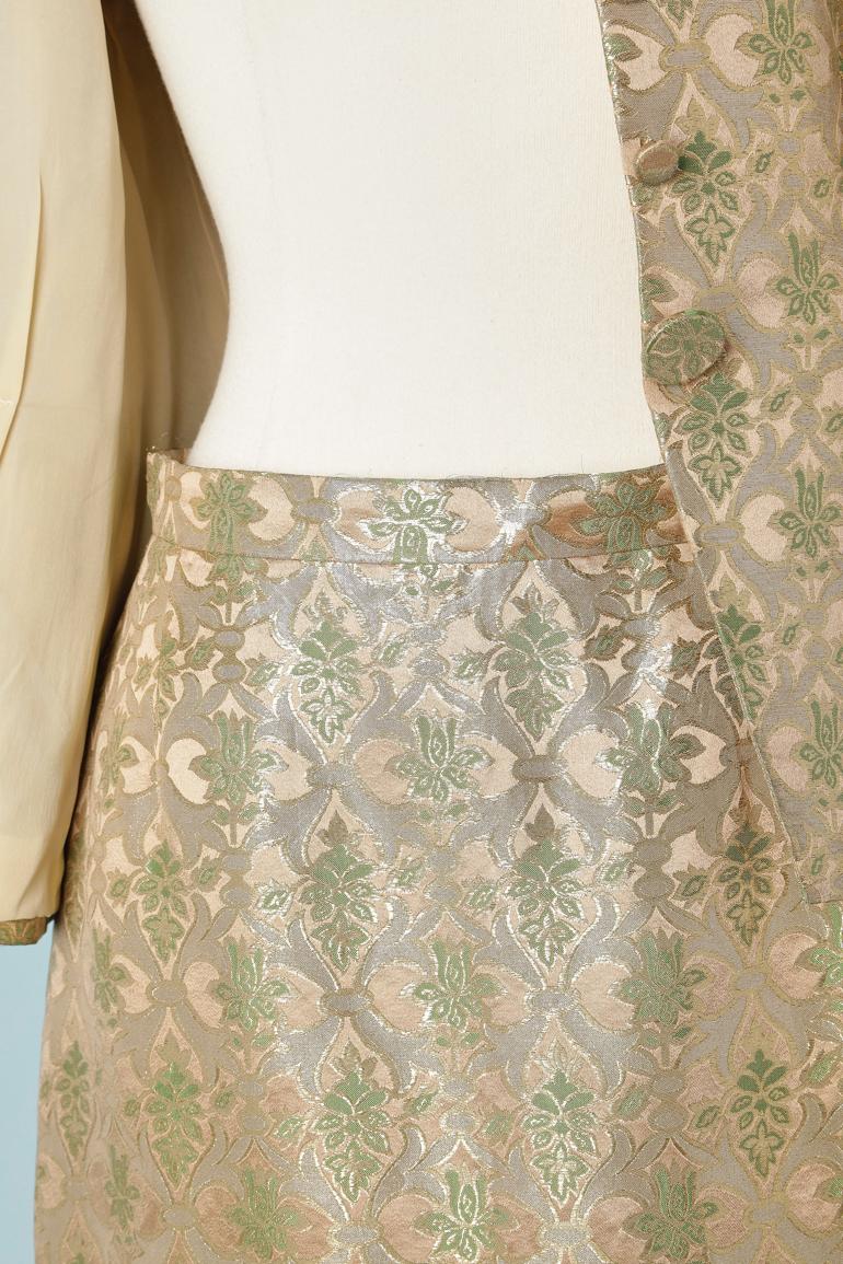 Tailleur jupe du soir en soie et brocart de lurex doré Irène pour Neiman Marcus 1950  en vente 4