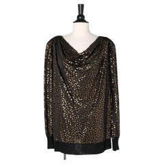 Top du soir en jersey noir et motifs dorés Yves Saint Laurent Variation