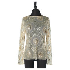 Abendoberteil aus Tüll mit Pailletten und goldenen Lurex-Fädenstickereien Valentino