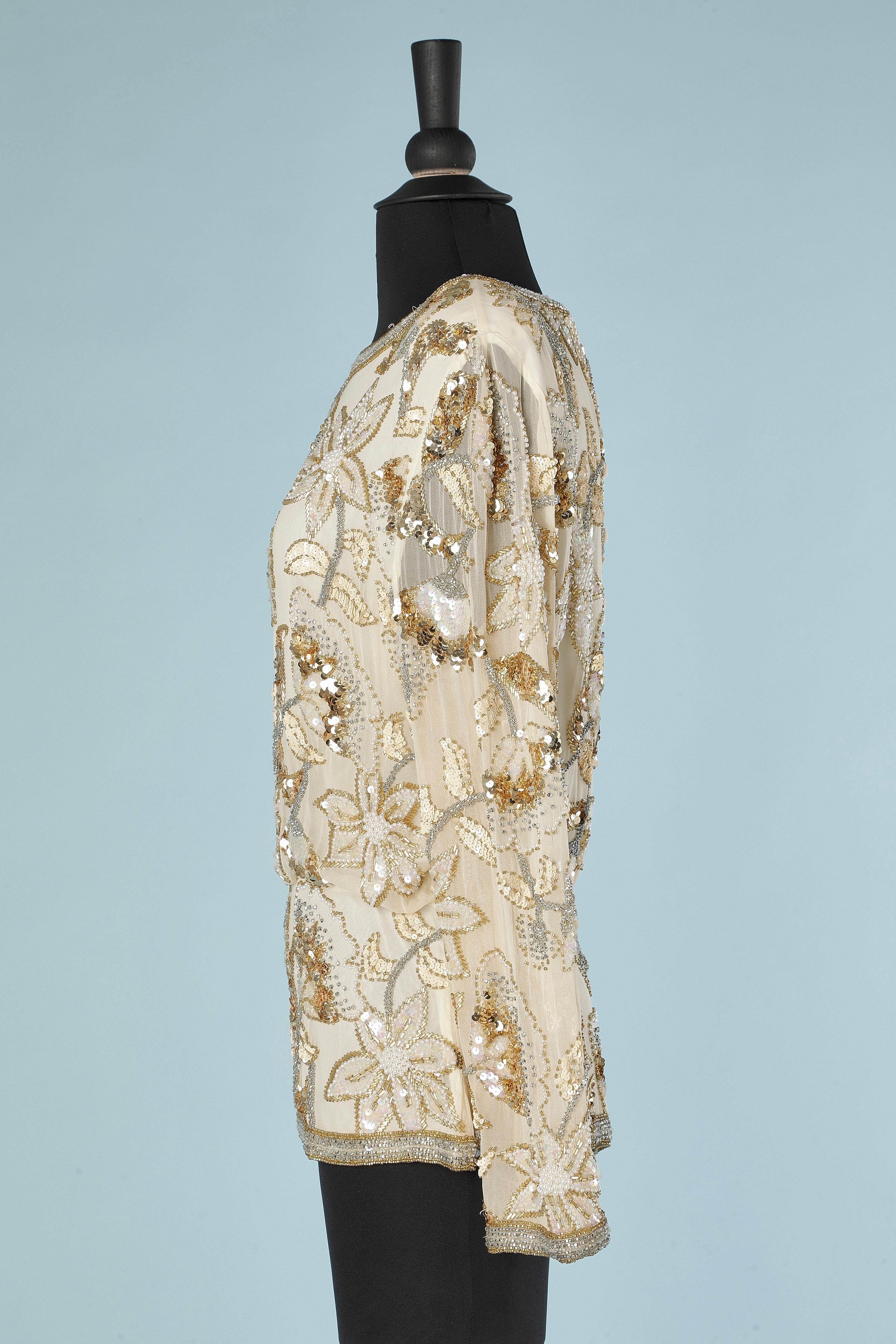 Evening top with beads and sequins embroideries Oleg Cassini Circa 1970's  For Sale 1