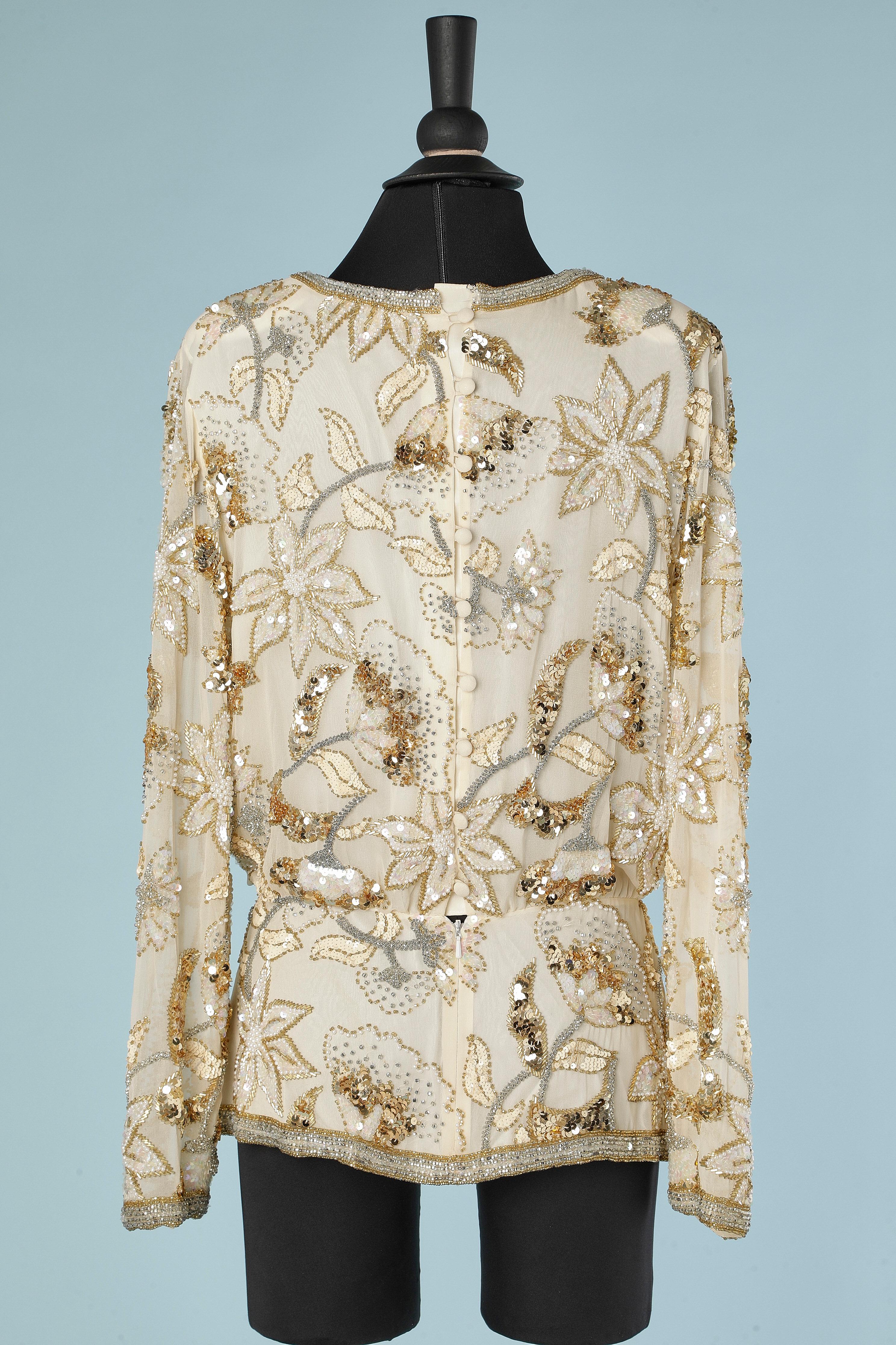 Evening top with beads and sequins embroideries Oleg Cassini Circa 1970's  For Sale 2