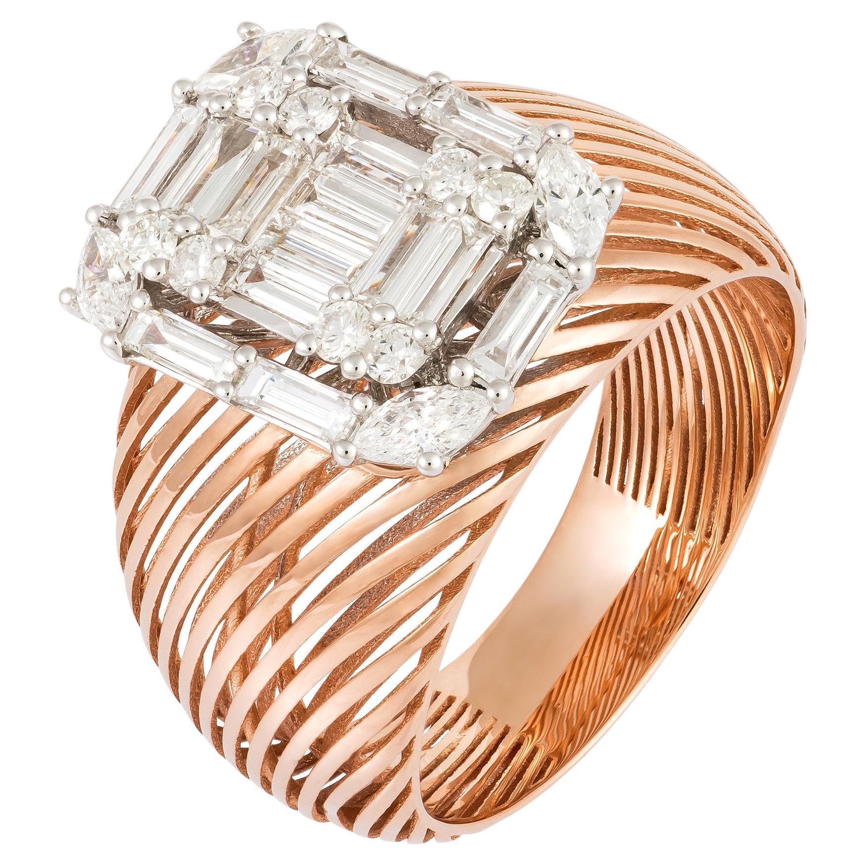 For Sale:  Evening White Pink 18K Gold White Diamond Ring For Her