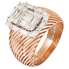 Evening White Pink 18K Gold White Diamond Ring For Her