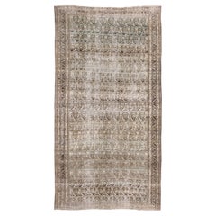 Evenly Worn Antique Persian Mahal Mansion Kellegi Rug, Earth Tones, circa 1910s