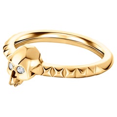 Ever After Diamond eyes 18ct Yellow Gold Skull ring