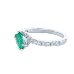 Ever Us 14 Karat White Gold 0.75 Carat Emerald 0.40 Carat Diamond Ring