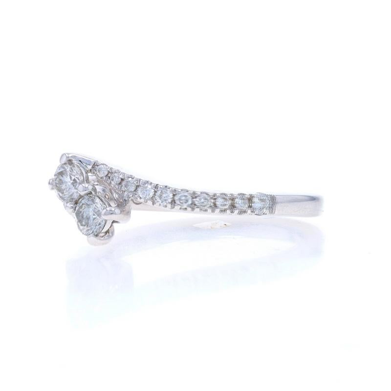 Ever Us Diamond Bypass Engagement Ring White Gold 14k Round 1/2ctw Two-Stone In Excellent Condition For Sale In Greensboro, NC