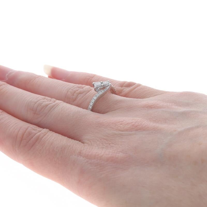 Women's Ever Us Diamond Bypass Engagement Ring White Gold 14k Round 1/2ctw Two-Stone For Sale