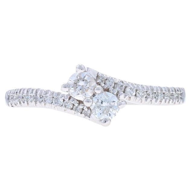 Ever Us Diamond Bypass Engagement Ring - White Gold 14k Round 1/2ctw Two-Stone For Sale
