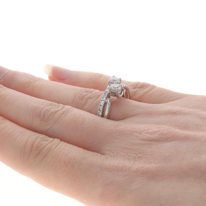 Women's Ever Us Diamond Bypass Engagement Ring - White Gold 14k Round 1.00ctw Two-Stone For Sale