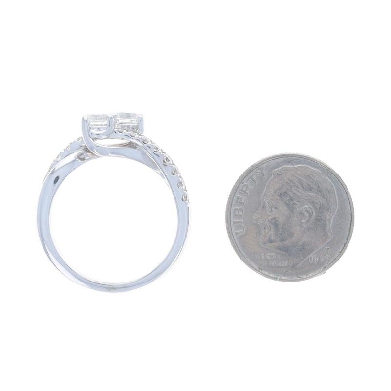 Ever Us Diamond Bypass Engagement Ring - White Gold 14k Round 1.00ctw Two-Stone For Sale 1