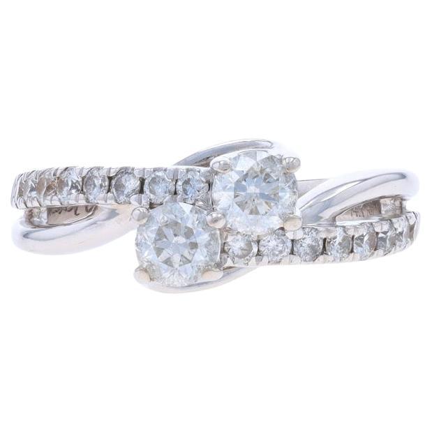Ever Us Diamond Bypass Engagement Ring - White Gold 14k Round 1.00ctw Two-Stone