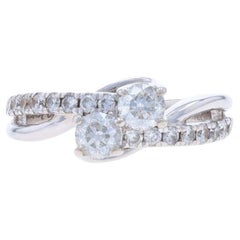 Ever Us Diamond Bypass Engagement Ring - White Gold 14k Round 1.00ctw Two-Stone