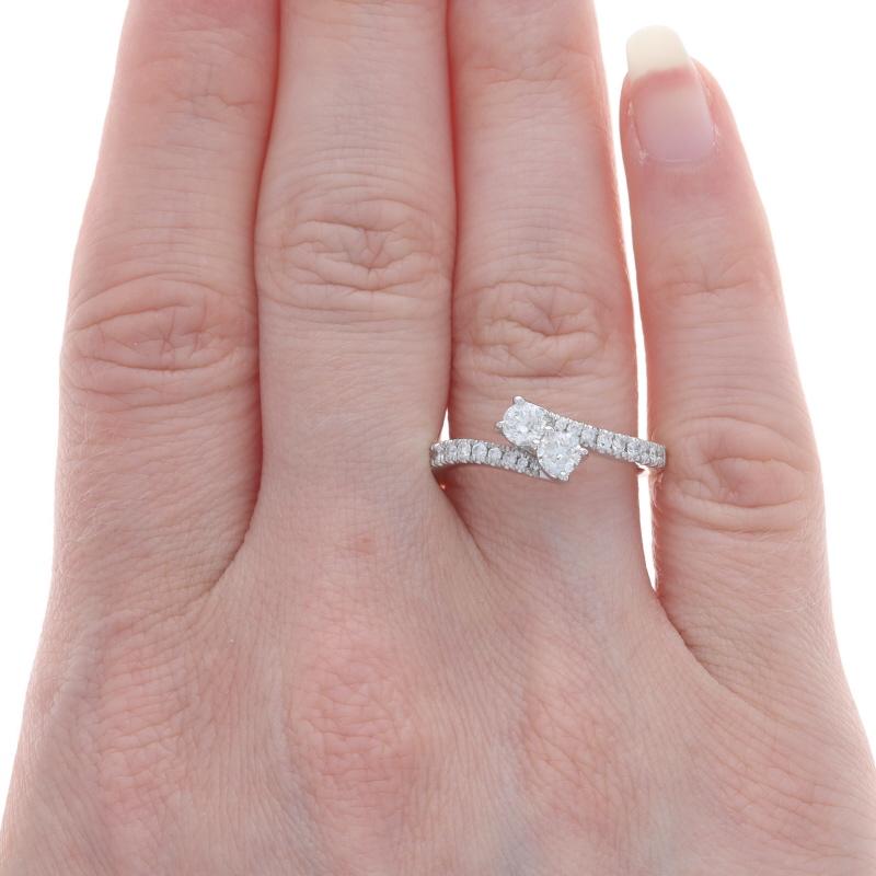 Round Cut Ever Us Diamond Bypass Engagement Ring - White Gold 14k Round 3/4ctw Two-Stone For Sale