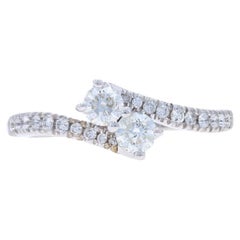 Ever Us Diamond Bypass Engagement Ring - White Gold 14k Round 3/4ctw Two-Stone