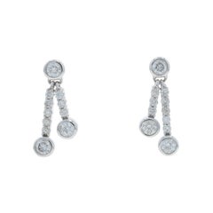 Pendientes colgantes de diamantes Ever Us - Oro blanco 14k Brillante redondo .37ctw Agujereados