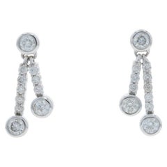 Pendientes colgantes de diamantes Ever Us - Oro blanco 14k Brillante redondo .37ctw Agujereados
