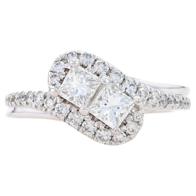 Ever Us Diamond Engagement Ring White Gold 14k Princess 1.00ctw Two-Stone Bypass For Sale