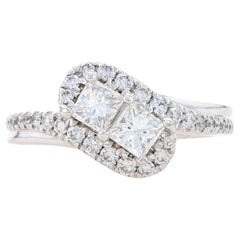 Used Ever Us Diamond Engagement Ring White Gold 14k Princess 1.00ctw Two-Stone Bypass
