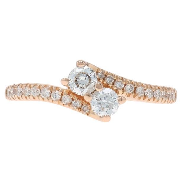 Ever Us Diamond Two-Stone Bypass Engagement Ring - Yellow Gold 14k Round .50ctw For Sale