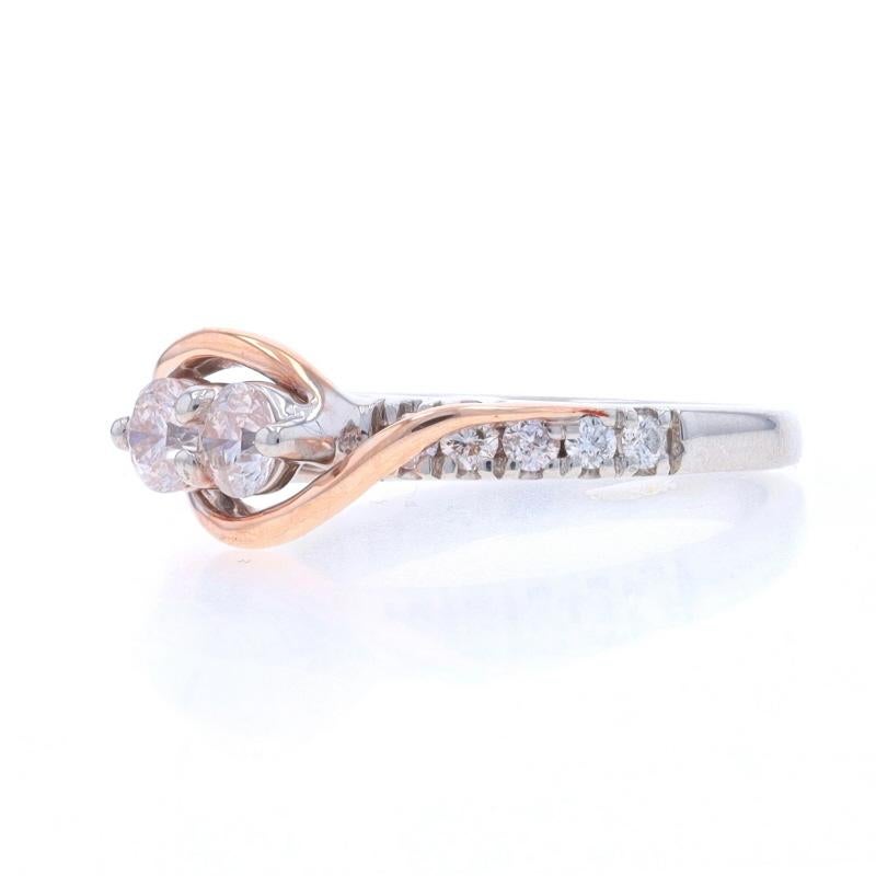 Round Cut Ever Us Diamond Two-Stone Engagement Ring White Gold 14k Round Brilliant 1.00ctw For Sale