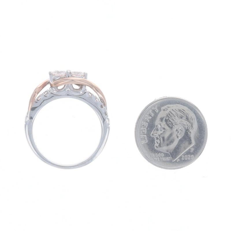Women's Ever Us Diamond Two-Stone Engagement Ring White Gold 14k Round Brilliant 1.00ctw For Sale