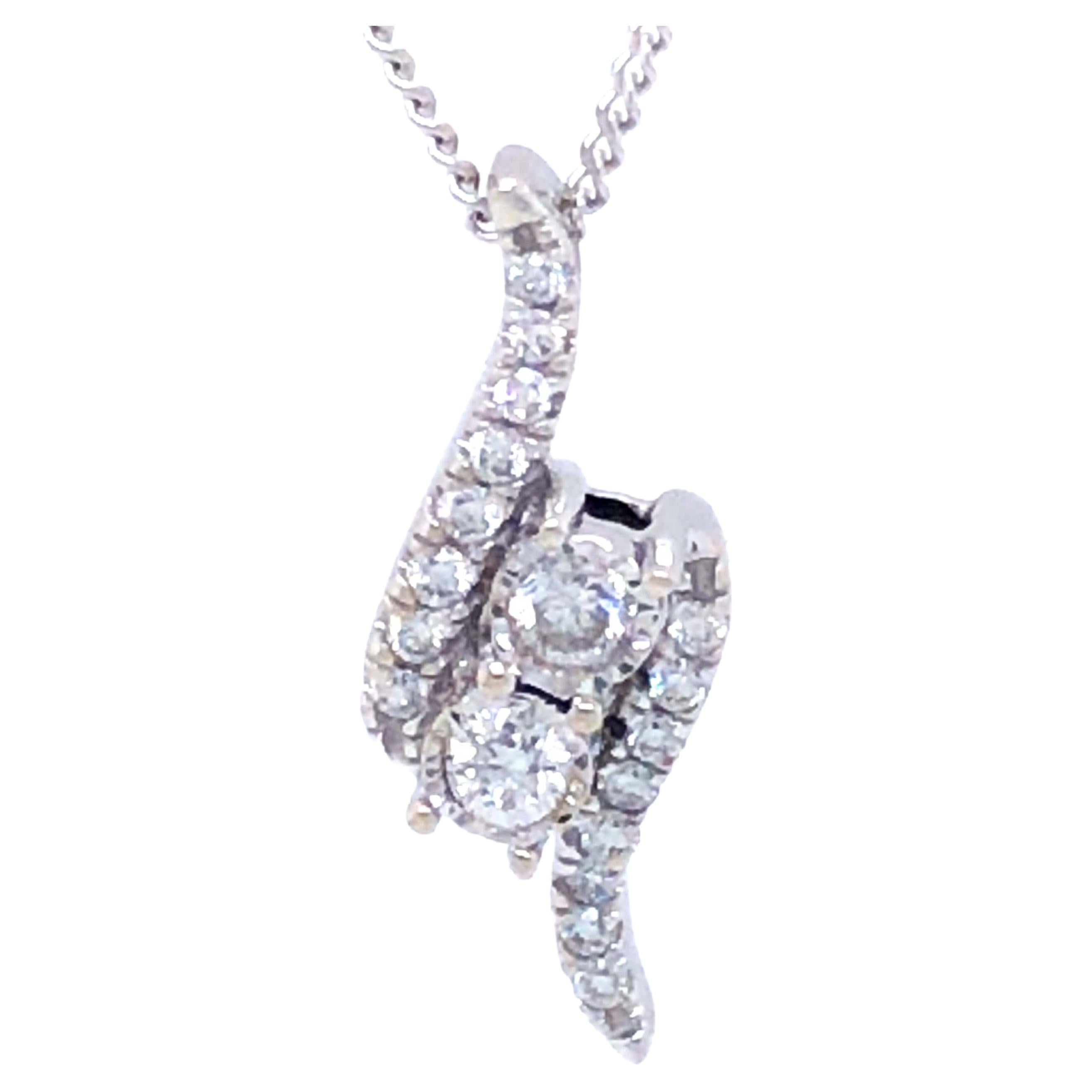 Ever Us Two-Stone Diamond Pendant in 14k White Gold For Sale